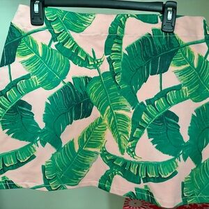 Judith March Pink Skirt with Green Leaf Design